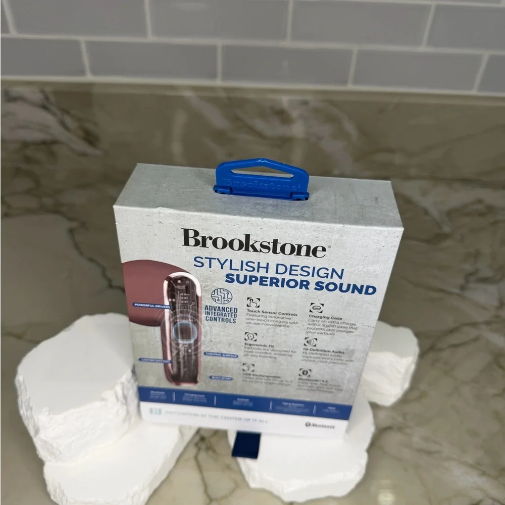 Brookstone Sleek Beat Wireless Earbuds - Maroon